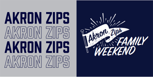 The University of Akron Homecoming and Family weekend t-shirt