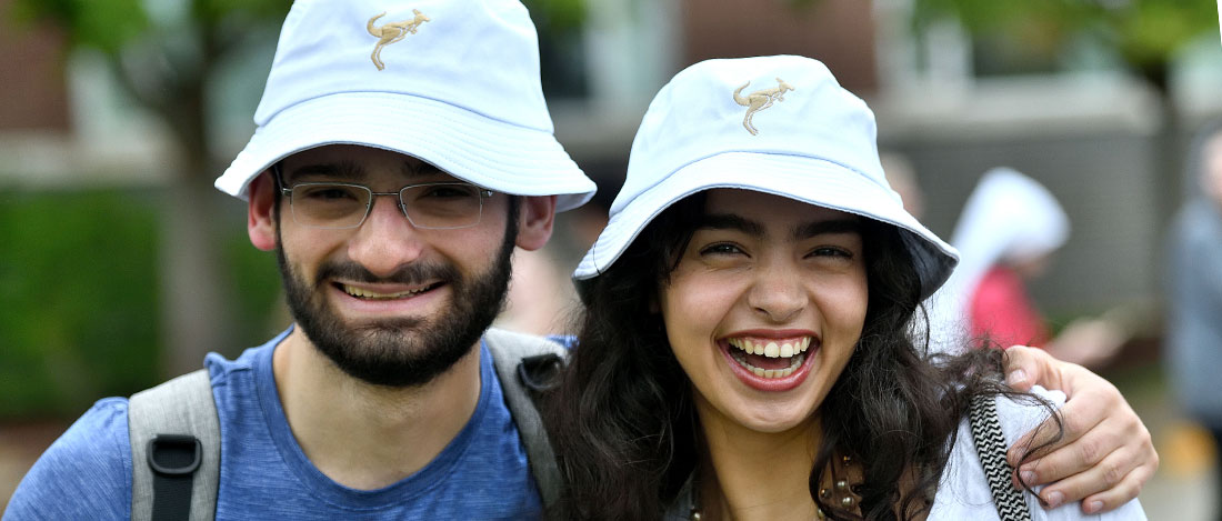 International students hanging out on campus at The University of Akron