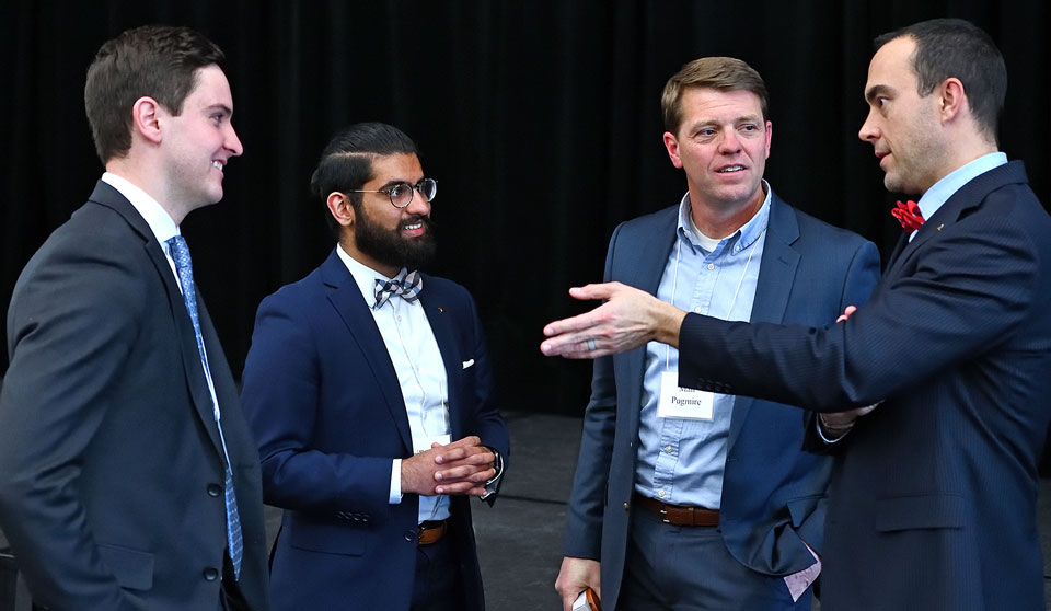 Faculty, students and lawyers network at a recent Intellectual Property law event hosted at The University of Akron School of Law.