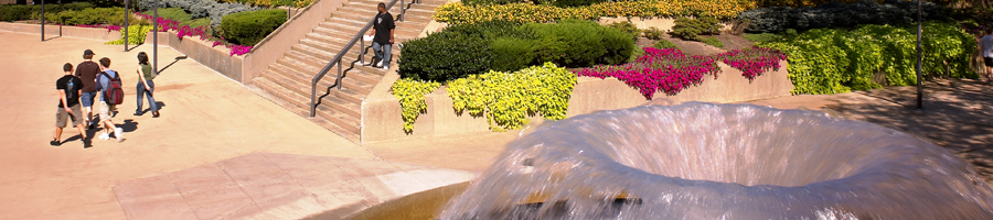 University of Akron Fountain and Students